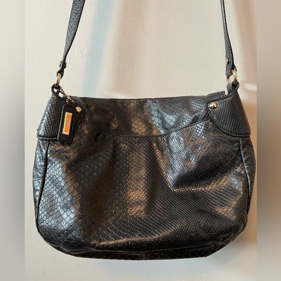 Cole Haan black snake print crossbody bag reptile print fall winter dark - Picture 4 of 11